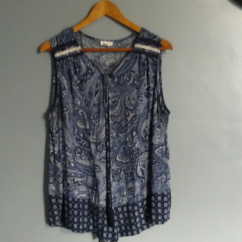 2XL Navy Blue Sleeveless Blouse